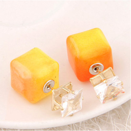 Shaded Neon Yellow Princess Double Stud Earrings